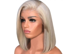Peruca Feminina da Moda, Dourada, de Cabelo Sintético, Curta e Lisa. TAISHENGDA