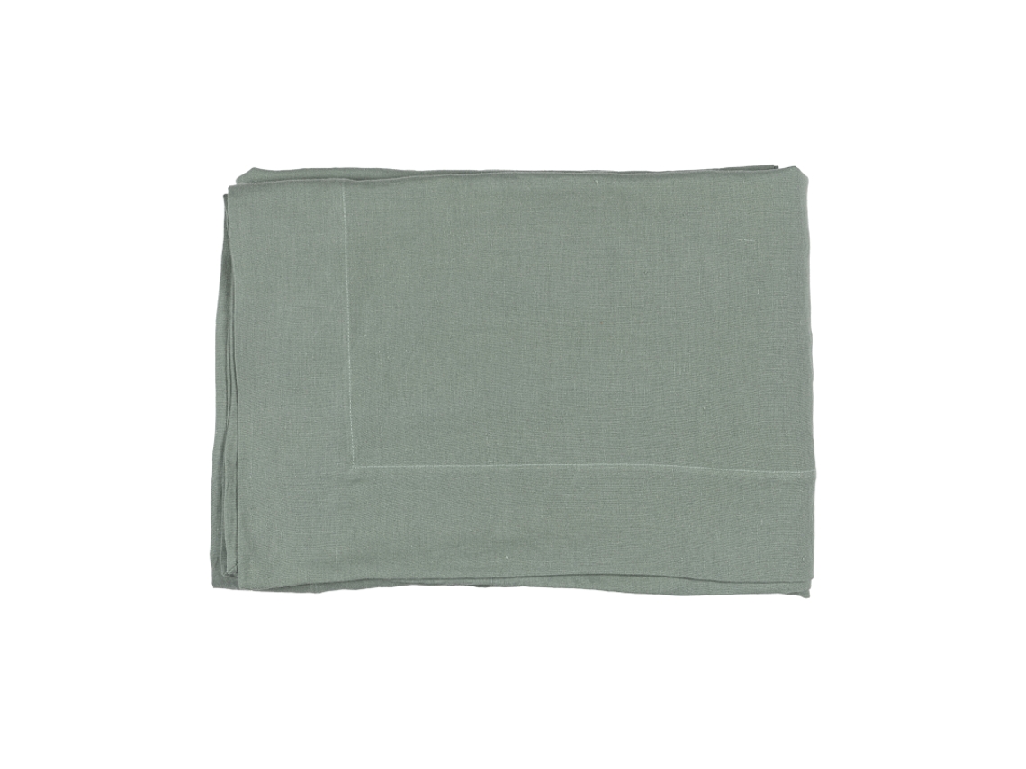 Tovaglia Da Tavola Fazzini In Puro Lino Color Eucalipto 180x280 Cm