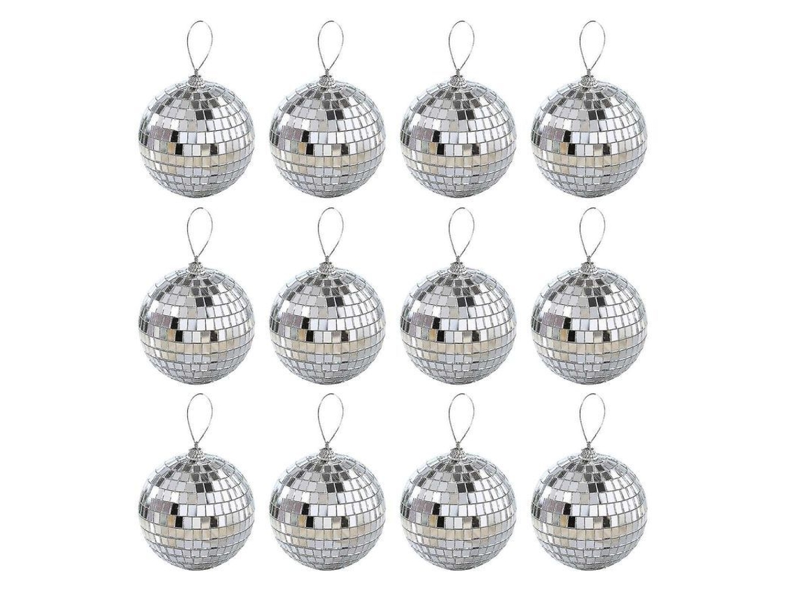 Conjunto de mini bolas espelhadas para árvore de Natal em 4 tamanhos diferentes.