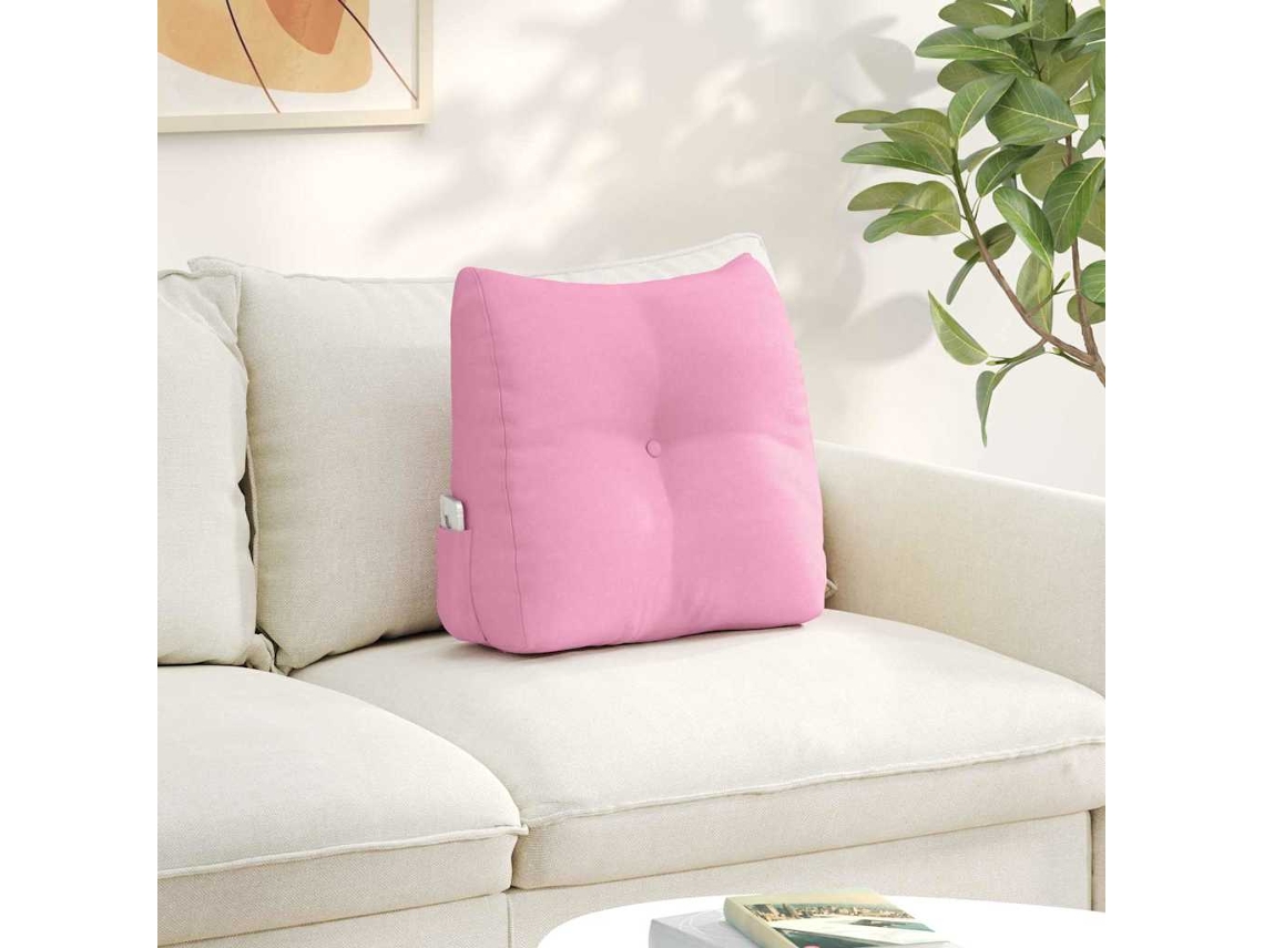 Vidaxl Travesseiro Para Costas Rosa 45 X 24 X 50 Cm Tecido