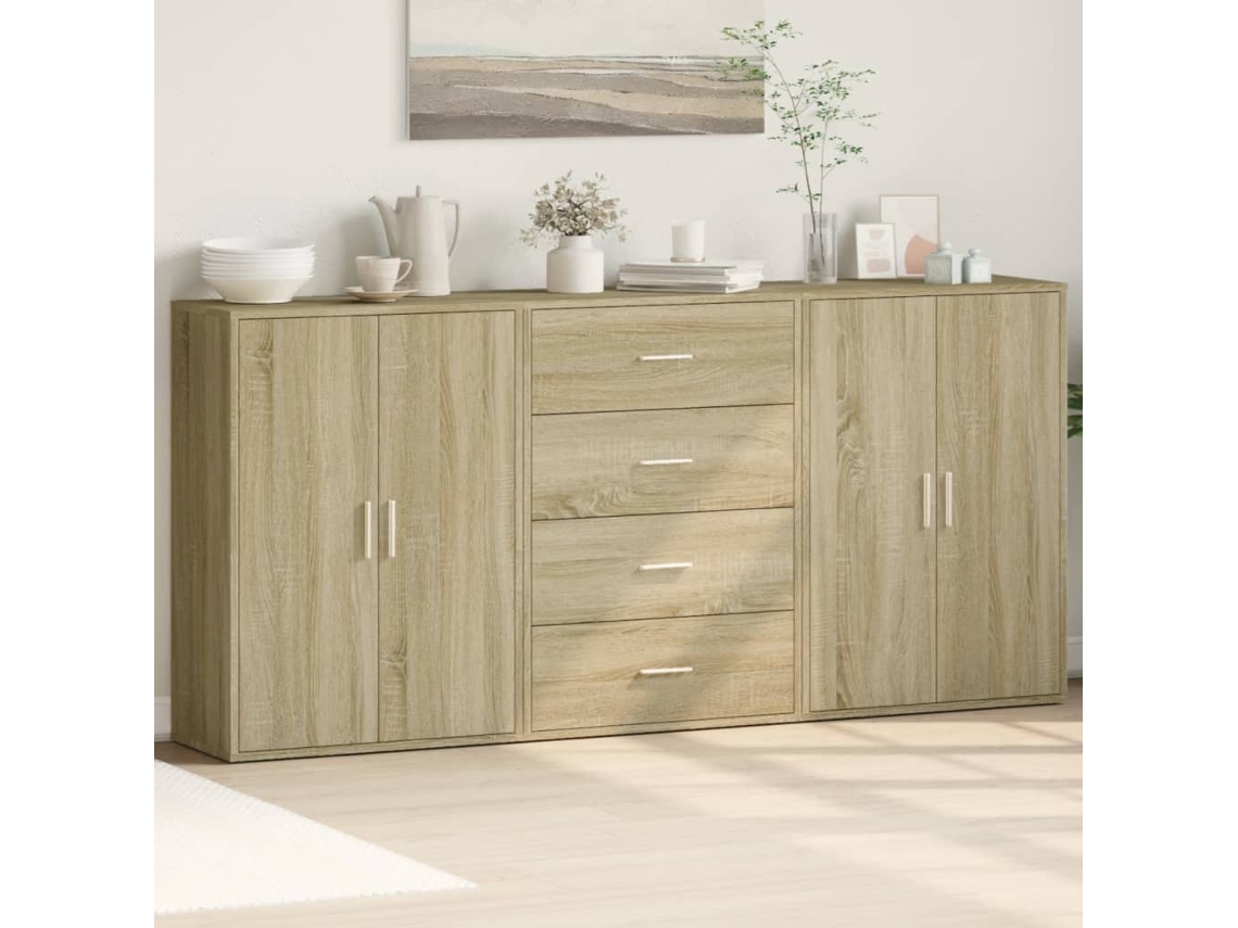 Vidaxl Aparadores 3 Pcs 60x31x84 Cm Derivados Madeira Carvalho Sonoma