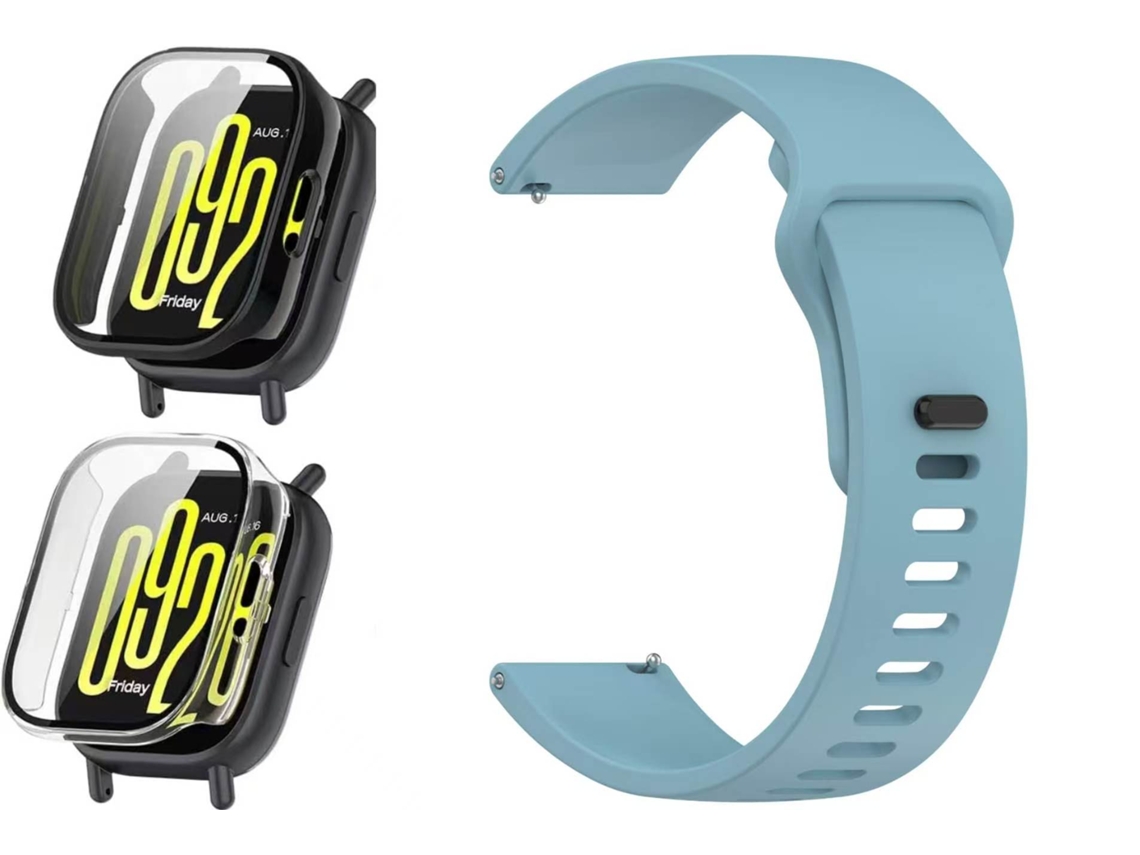 Conjunto 3 Em 1 De Protetor De Tela E Pulseira Para Redmi Watch 5 Active Panoona Azul Celeste