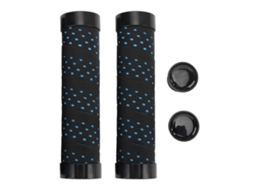 Kit De Manoplas De Bicicleta Pu Anti-derrame Com Trava Dupla 22.2mm Preto Com Base Azul