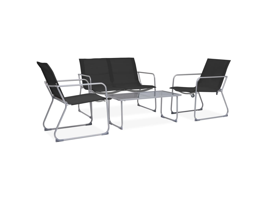 Vidaxl 4 Pcs Conjunto Lounge Para Jardim Tecido E Aço Preto