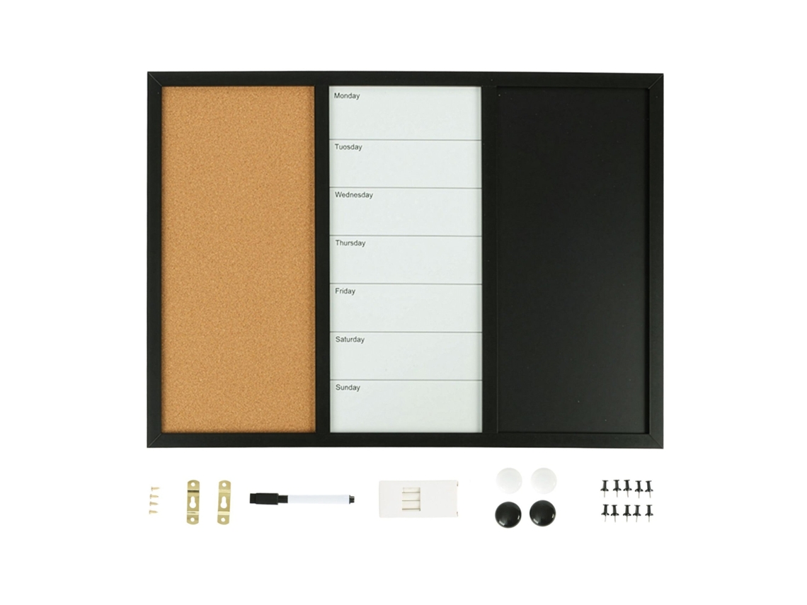 Quadro Combinado 3 Em 1 Com Quadro Branco, Cortiça E Planejador.