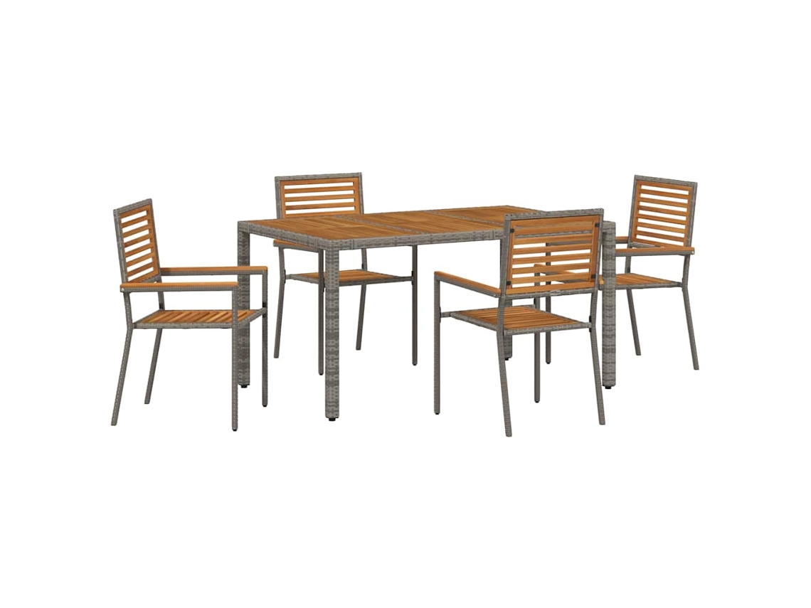 Maison Exclusive - Conjunto De Jantar Para Jardim 5 Pcs Cinza E Marrom Vime Pe