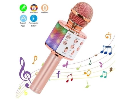 Microfone rosa karaokê sem fio Bluetooth alto-falante portátil Home KTV Player com função de gravação YOKULI