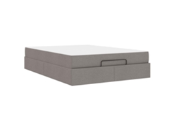 Conjunto de 2 Estruturas de Cama com Colchão Cinzento Acastanhado Tecido MAISON EXCLUSIVE