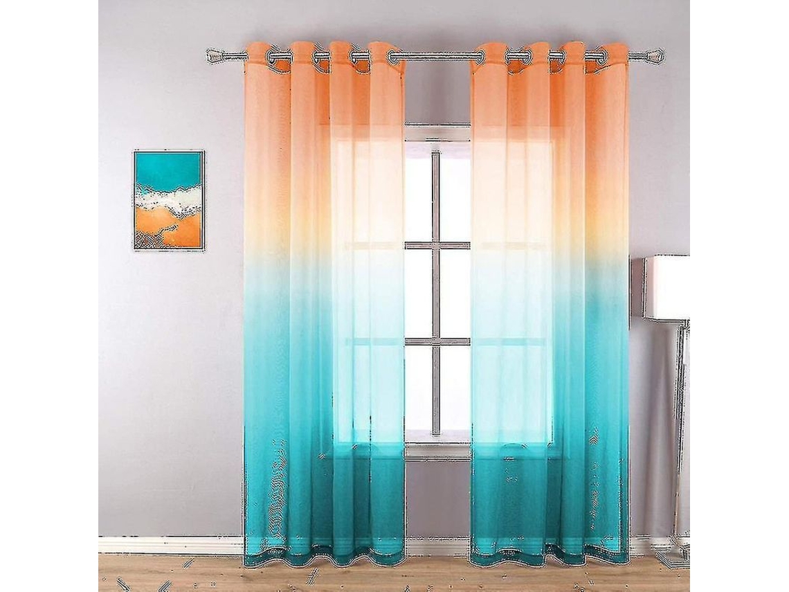 2026 cortinas Translúcidas com Olho Moderno Tela Lino Gradiente para Sala de Estar e Dormitório