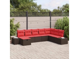 Vidaxl Conjunto De Sofá De Jardim 8 Unid. Castanho Vime Pe