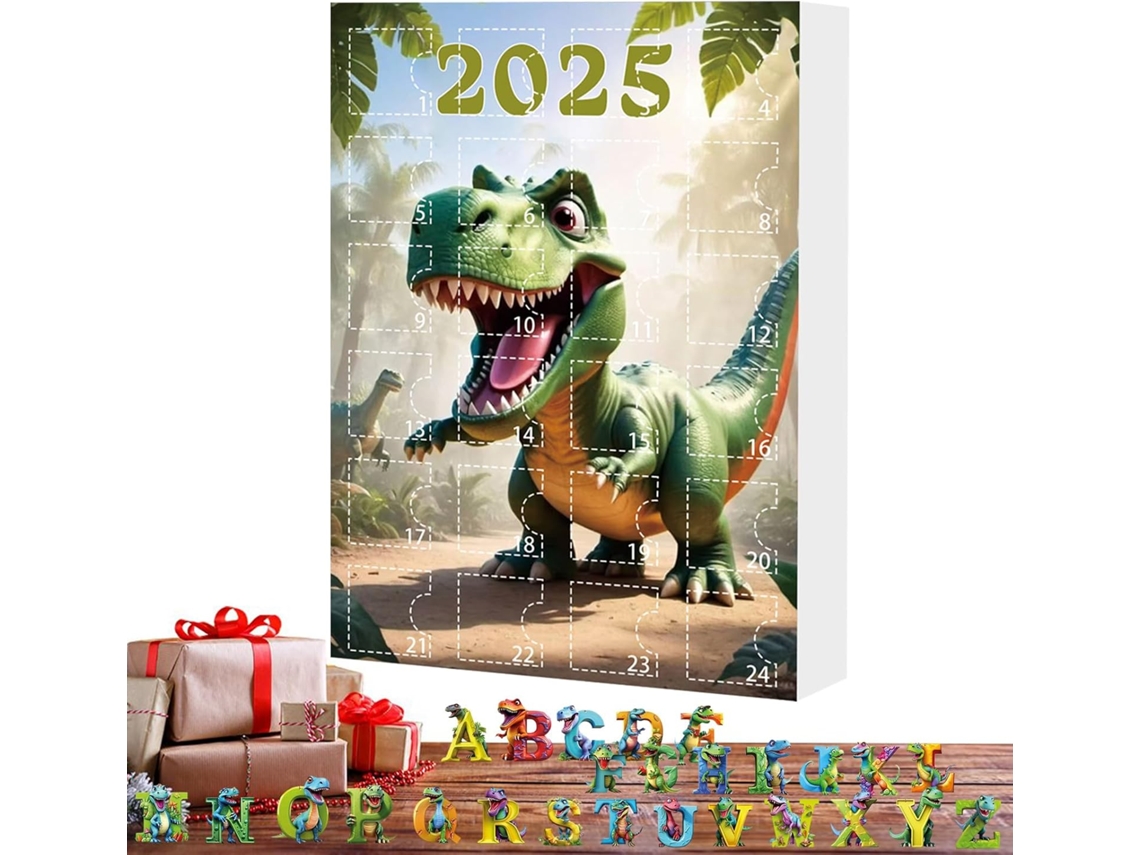 Enfeite 2d Em Acrílico Com Tema De Dinossauro E Alfabeto, Contagem Regressiva Para O Natal, Calendário De 2025