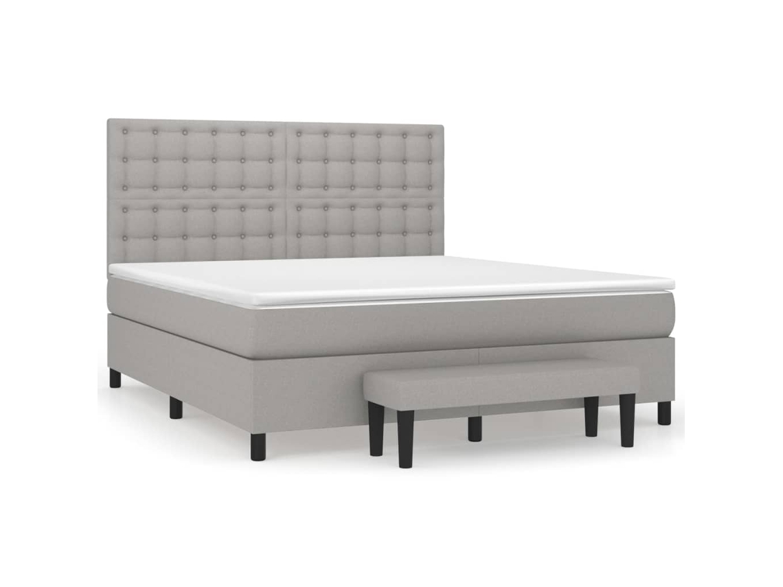 Cama com Molas/Colchão 180x200 Cm em Tecido Cinzento Claro MAISON EXCLUSIVE