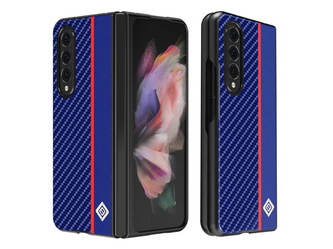 Capa para Samsung Galaxy Z Fold3 5G (TPU, PU - Azul)