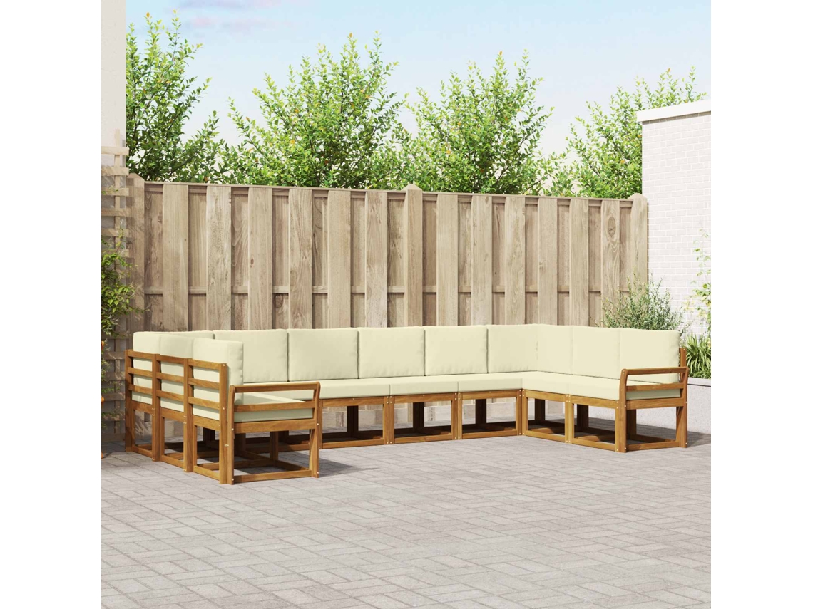 Vidaxl Conjunto De Sofás Para Exterior 10 Pcs Natural E Creme