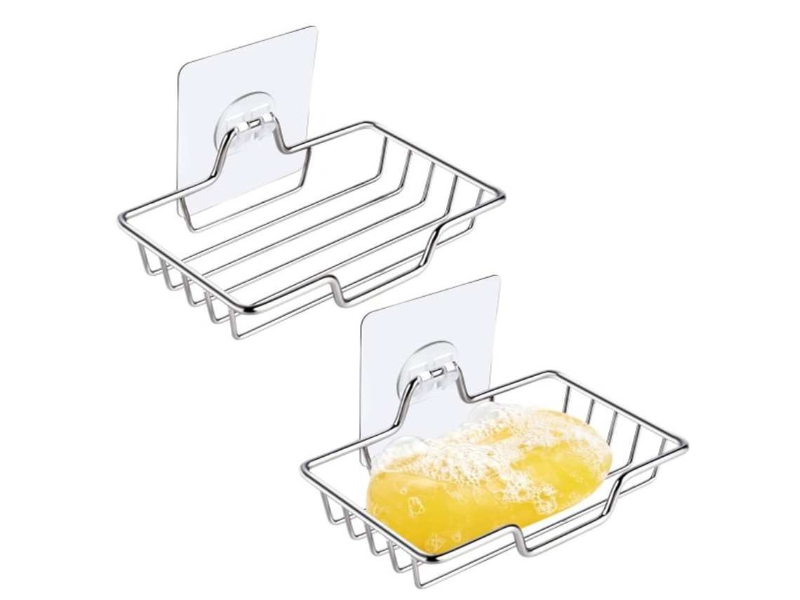 Conjunto De 2 Suportes Aço Inoxidável Com Duas Alças E Sifão Para Chuveiro hk