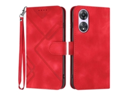 Capa Para Celular Oppo A78 Em Couro Sintético Com Padrão De Linhas.