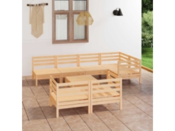 Vidaxl 8 Pcs Conjunto Lounge De Jardim Pinho Maciço