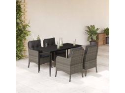 Vidaxl 5 Pcs Conjunto De Jantar P/ Jardim C/ Almofadões Vime Pe Cinza