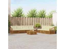 Vidaxl Conjunto De Sofás Para Exterior 8 Unid. Natural E Creme