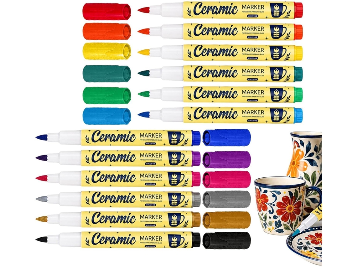 Marcadores De Tinta Cerâmica, 12 Unidades, Ponta De 1 A 6 Mm, Secagem