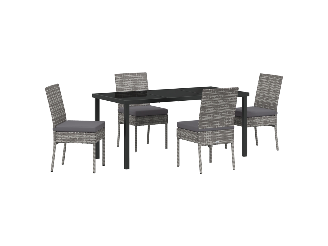 Conjunto 5 De Jantar De Jardim Vidaxl Cinza Rattan Sintético