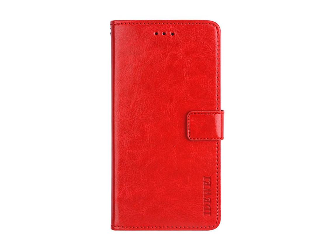 Capa + Tpu Idewei Textura de Cavalo Louco com Fundo Vermelho para Samsung Galaxy A22 4G