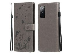 Capa + Tpu Padrão de Gato e Abelha com Fundo Cinza para Samsung Galaxy S20 Fe/S20 Fan Edition/S20 Fe 5G/S20 Fan Edition 5G/S20 Lite