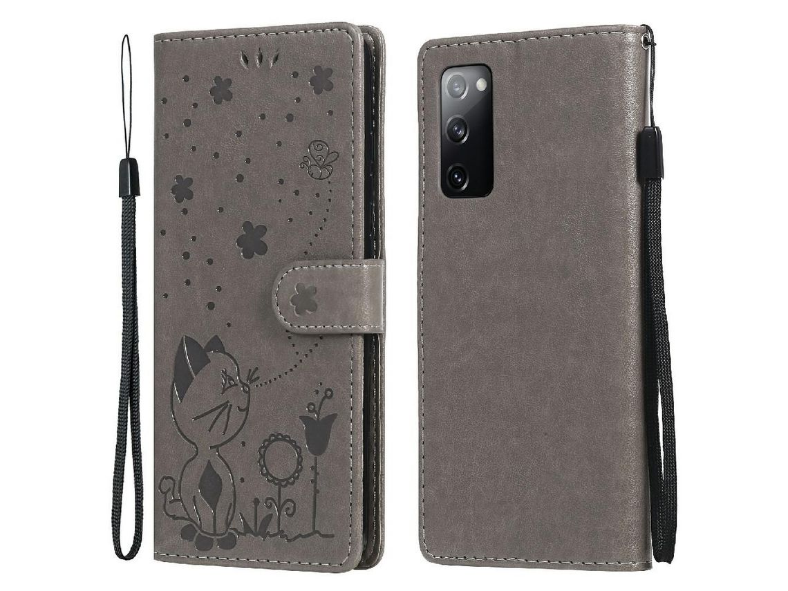Capa + Tpu Padrão de Gato e Abelha com Fundo Cinza para Samsung Galaxy S20 Fe/S20 Fan Edition/S20 Fe 5G/S20 Fan Edition 5G/S20 Lite
