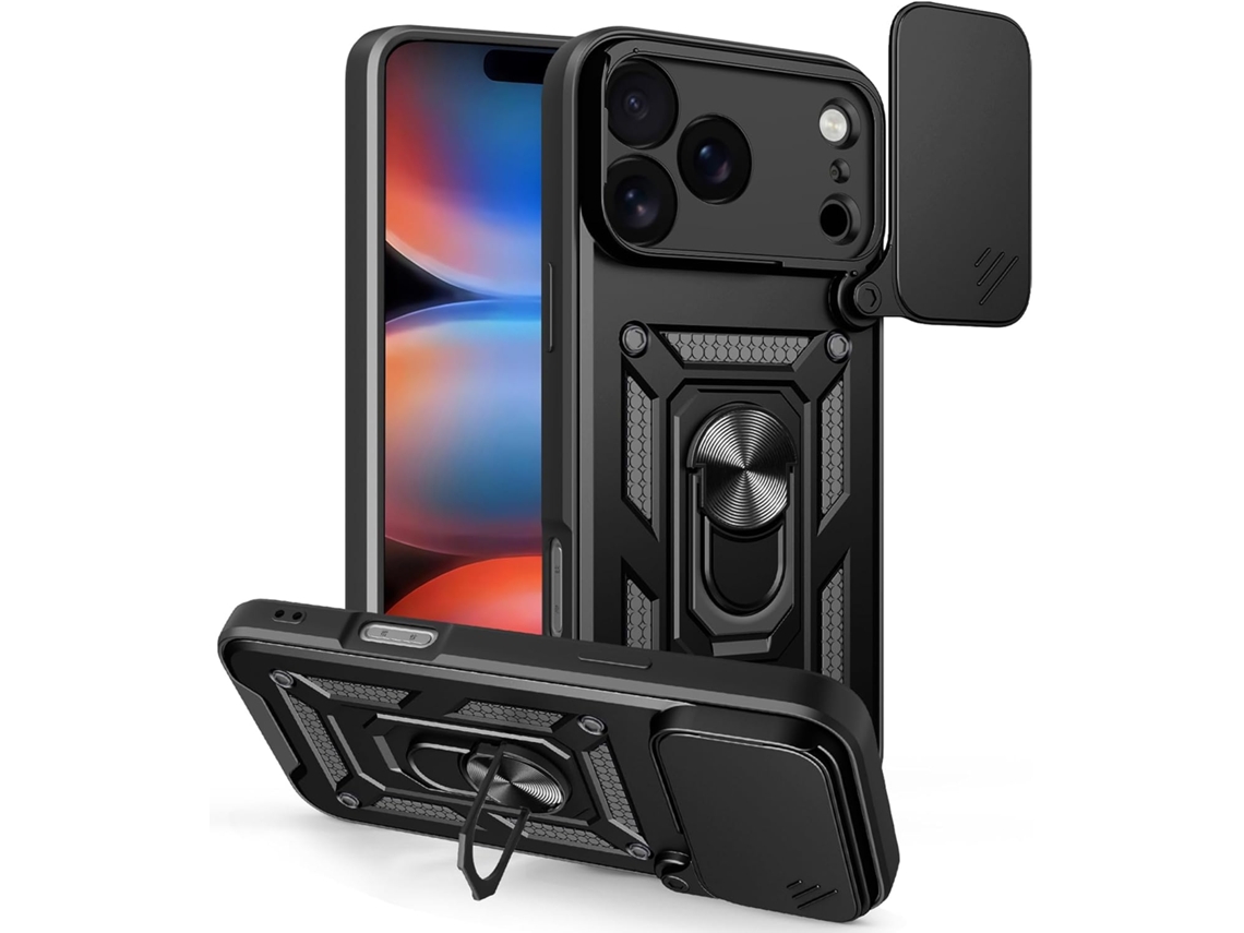 Capa Para Iphone 17 Pro Com Proteção Para A Câmera, Capa Protetora Resistente A Impactos De Nível Militar Com Suporte Giratório E Suporte Magnético Pa