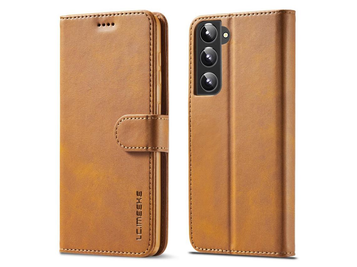 Capa Lc.Imeeke com Apoio Castanho Claro para Samsung Galaxy S21 5G