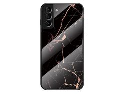 Capa Anti-Riscos Padrão de Mármore Mármore Preto Ouro para Samsung Galaxy S22 Plus