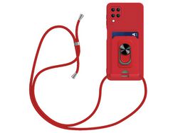 Capa para Samsung Galaxy A12(TPU e PU - Vermelho)