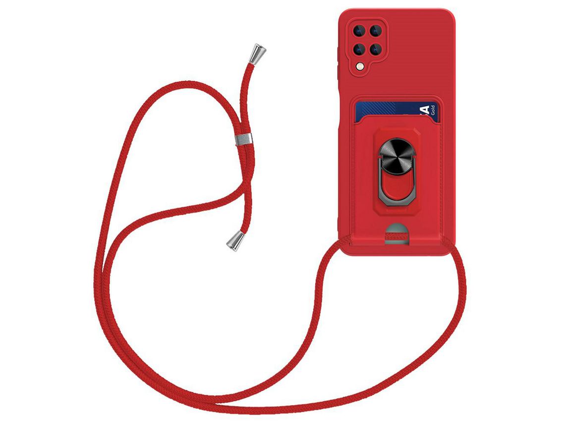 Capa para Samsung Galaxy A12(TPU e PU - Vermelho)