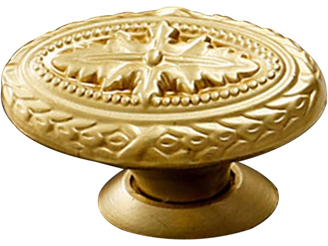 Puxador De Gaveta Para Móveis Em Latão Dourado Com Padrão Em Relevo, Criativo E Fácil De Instalar.