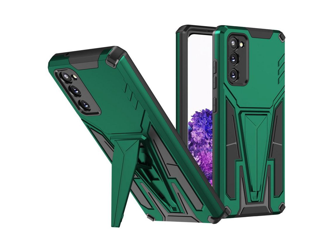 Capa para Samsung Galaxy S20(TPU e PU - Verde)