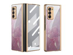 Capa para Samsung Galaxy Z Fold2 5G/W21(TPU e PU - Rosa)
