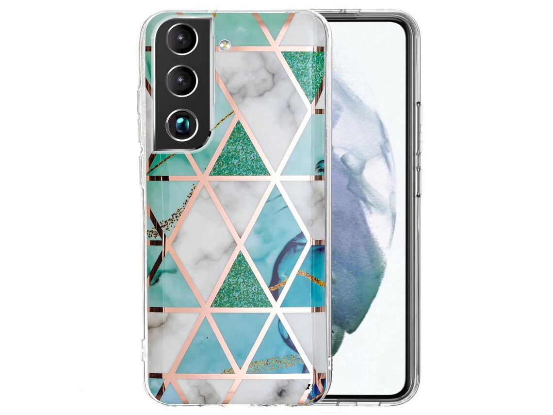Capa para Samsung Galaxy S22(TPU e PU - Verde)
