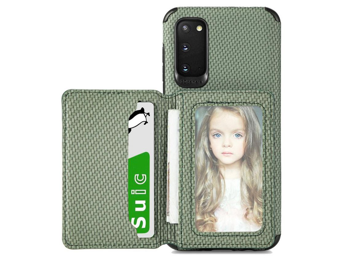 Capa para Samsung Galaxy S20(TPU e PU - Verde)