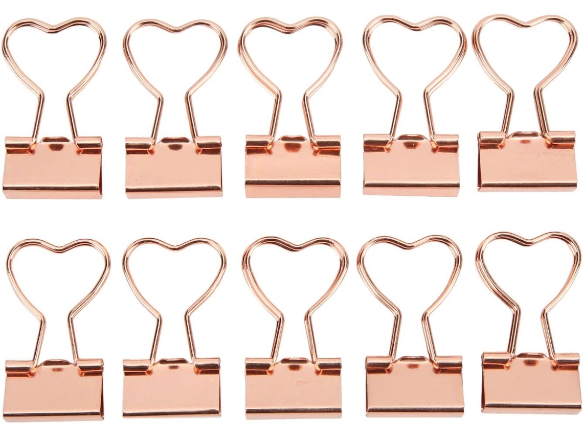 Conjunto de 10 clipes de papel Chiciris na cor rosa, resistentes e duráveis para organizar documentos contábeis.