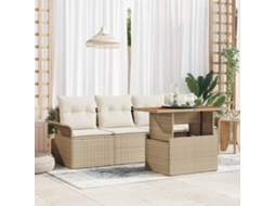 Vidaxl Conjunto De Sofá De Jardim 5 Unid. Bege Rattan Sintético