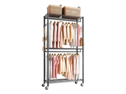 Cabideira Com 3 Níveis, Altura Ajustável, Para Corredor, Preta, 90 X 40 X 199,9 Cm Vevor