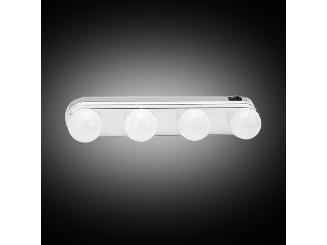 Luzes Led para Espelho de Maquiagem Super Brilhantes 4 Lâmpadas Portáteis com Bateria