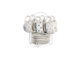 Conjunto de Chávenas com Pratos Dkd Home Decor Azul Metal Branco 180 Ml Dolomite