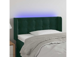 Cabeceira | Painel De Cama Cama C/ Luzes Led Veludo 103x16x78/88 Cm Verde-escuro