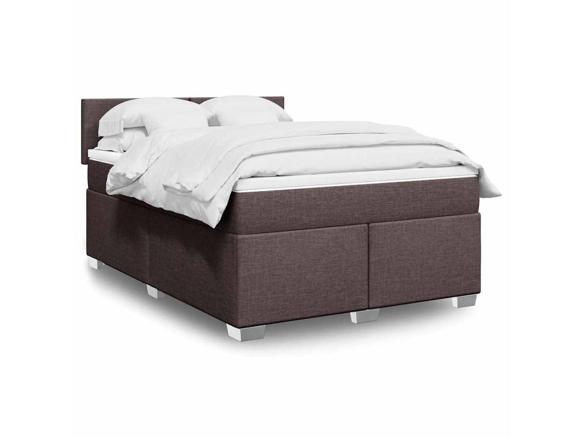 Vidaxl Cama Com Molas/colchão 140x190 Cm Tecido Castanho-escuro