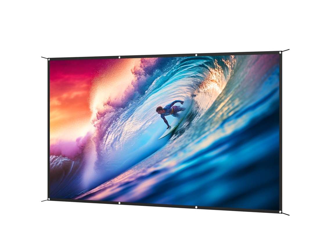 Tela De Projeção Manual 120 Polegadas Formato 16:9 Hd 4k/8k Para Interior E Exterior Branco