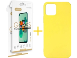 Kit Capa e Película Vidro 2X  iPhone 12 Pro Max Accetel Silicone Amarelo