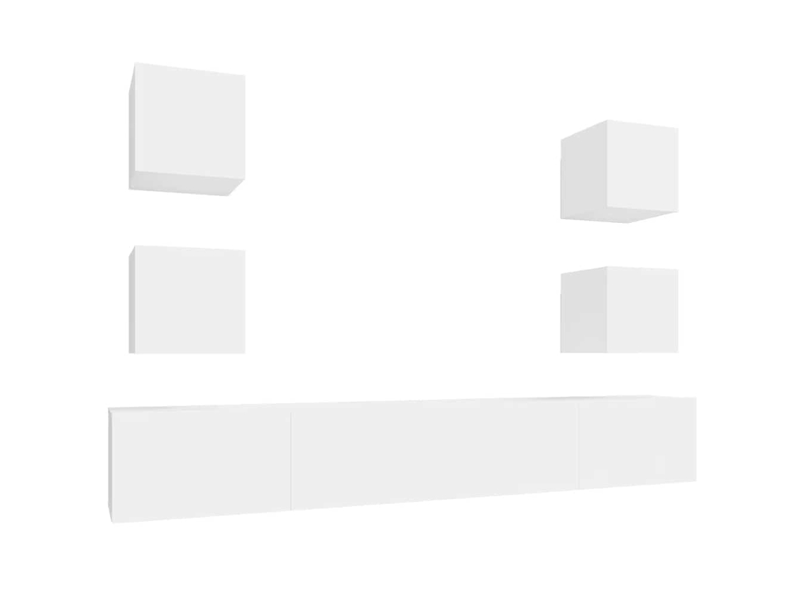Conjunto TV Mover 6 Peças Madeira Processada Branco MAISON EXCLUSIVE