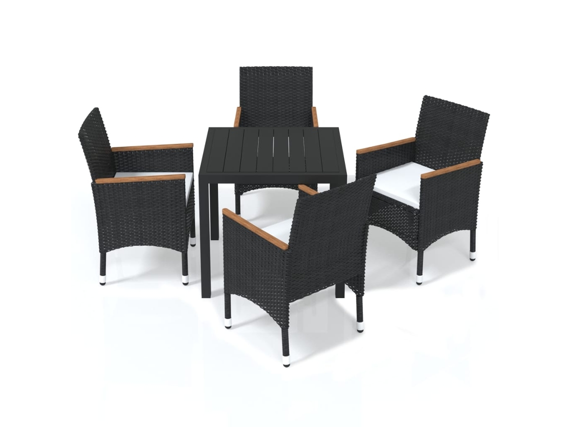 Dining Set, Dining Sets Vidaxl Preto Rattan / Vime (mesa Com 80 Cm De Comprimento)