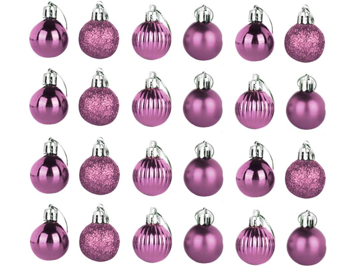 24 Peças Lot De Boules De Suspensues Decoração Para Sapin De Boules Peintes Rose